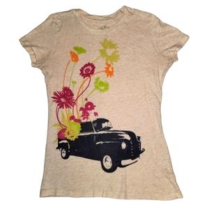Old Navy Short Sleeve Car & Flowers Top